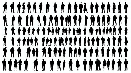 Collection set of silhouettes of people