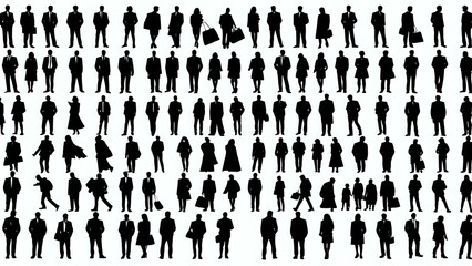 set of silhouettes of people