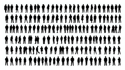 Collection set of silhouettes of people