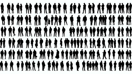 Collection set of silhouettes of people