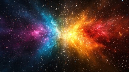 Obraz premium Vibrant cosmic nebula with colorful gas and dust clouds exploding outwards in space.