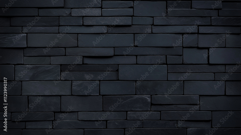 Poster Dark stone brick wall creating a moody background texture