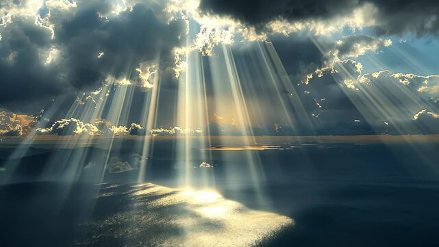 landscape cloudy sky with sunlight penetrating Footage 4K