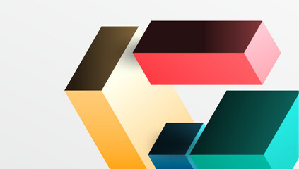 Sleek abstract design featuring isometric 3D blocks in a clean, modern composition. Perfect for tech-inspired themes, with vibrant colors and geometric precision