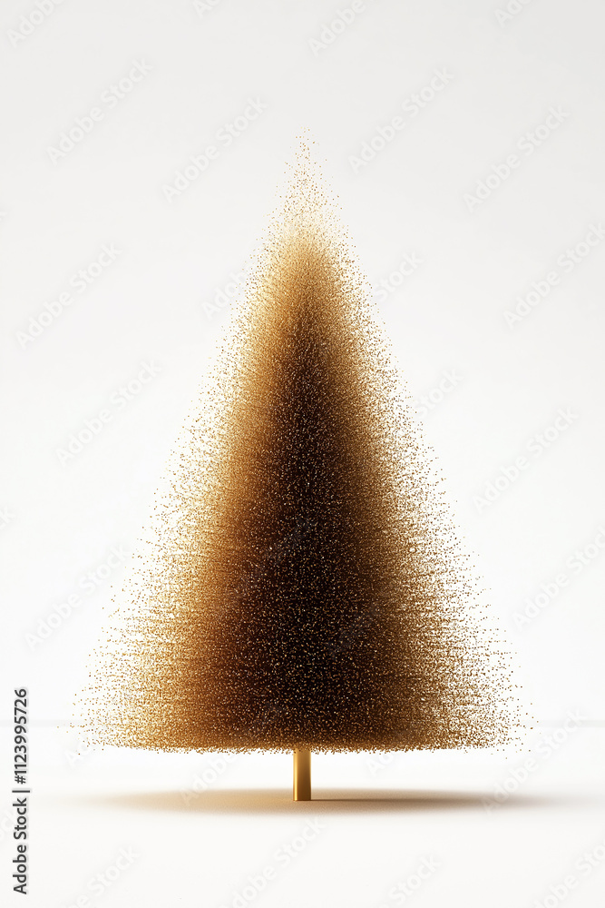 Poster abstract christmas tree sparkling with golden particles on white background