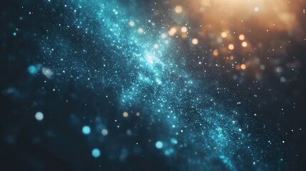 Obraz premium Vibrant blue galactic nebula twinkles against a dark, star-filled night sky, showcasing the wonders of the universe and endless possibilities