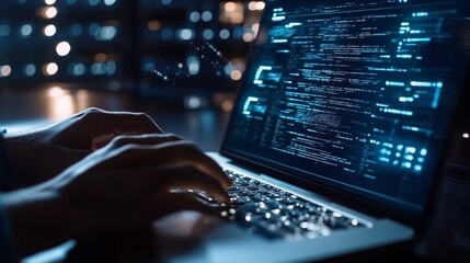 Digital data flows seamlessly from the laptop screen.