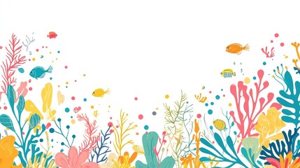 A vibrant underwater scene with colorful coral and fish, perfect for aquatic themes.