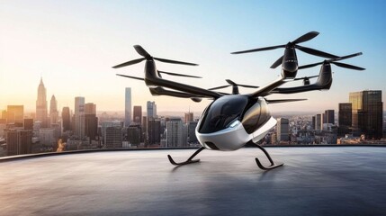Fototapeta premium Innovative aircraft technology showcases ultra-modern EVTOL capabilities.