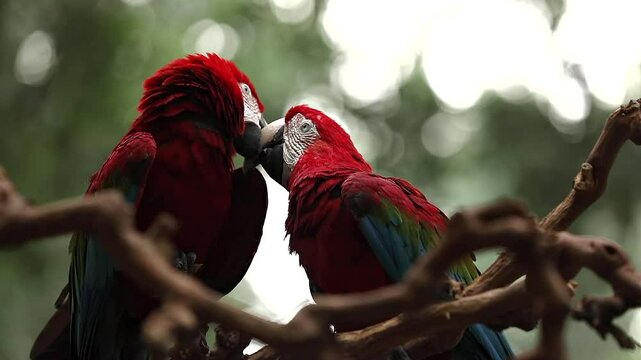 Exotic Scarlet macaw (ARA parrot) - in the wilds, close-up detail