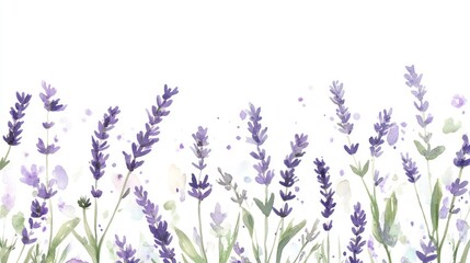 Obraz premium A watercolor illustration of lavender flowers against a white background.