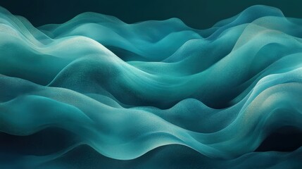 Obraz premium Abstract waves in varying shades of teal create a serene and calming visual effect.