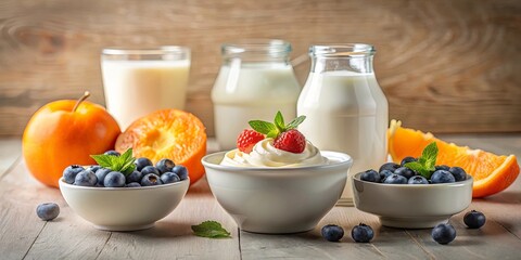 Delicious Creamy Dessert with Fresh Berries and Milk