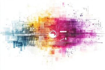 Obraz premium Dynamic digital art visualization abstract creative space graphic design bright color spectrum bird's eye view modern art concept