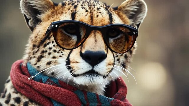 goggles cheetah video neck sunglasses scarf cup animal mammal closeup aring foulard