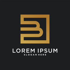 Letter logo design initial B for company or person. Creative square concept. Premium Vector