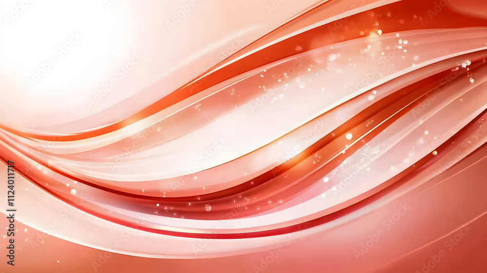 Poster A vibrant abstract design featuring flowing red waves with soft gradients and sparkling highlights, creating a dynamic and modern visual effect