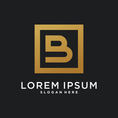 Letter logo design initial B for company or person. Creative square concept. Premium Vector