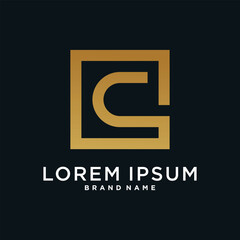 Fototapeta premium Letter logo design initial C for company or person. Creative square concept. Premium Vector