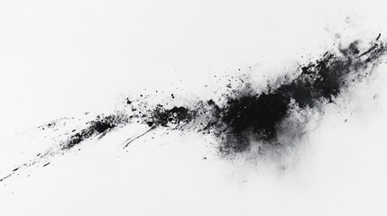 Obraz premium Abstract black ink splash on a white background, evoking movement and creativity.