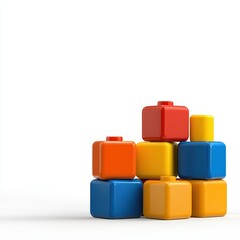 Naklejka premium Colorful building blocks stacked on a white background for creativity and play