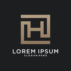 Obraz premium Letter logo design initial H for company or person. Creative square concept. Premium Vector