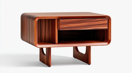 Elegant Wooden Nightstand with Drawer and Open Shelf in Contemporary Design