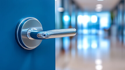 This concept is a bathroom door handle contaminated with visible germs, emphasizing common touchpoints as sources of bacteria and viruses, a reminder of hygiene in preventing the spread of pathogens.
