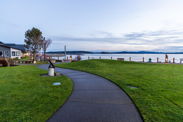Fototapeta premium Serene Sunrise Overlooking Downtown Sidney on Vancouver Island, British Columbia