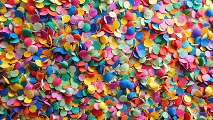 A vibrant scattering of multicolored paper confetti circles