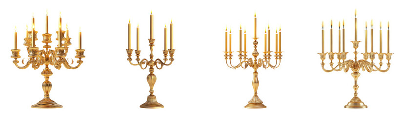 Elegant Candle Holders on Transparent Background