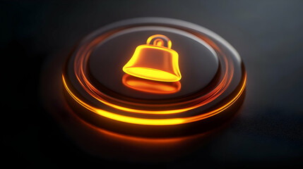 Glowing 3D Bell Icon Abstract Background