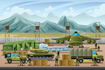 Military Base Camp Vector Illustration