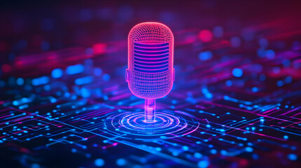 Neon Retro Mic 3D Illustration