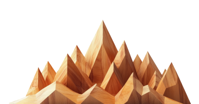 Wooden Mountain Range on Transparent Background