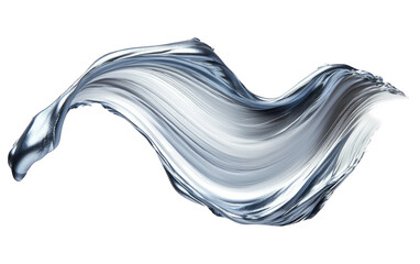 Flowing Silver Wave on Transparent Background