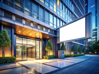 4K Animation Modern Office Hotel Entrance Blank Billboard Urban Exploration