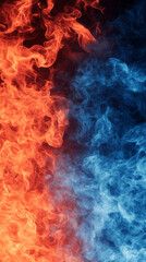 Fototapeta premium Dynamic Red and Blue Fire and Smoke Texture Phone Wallpaper