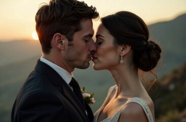 young couple man and woman kissing, love concept, Valentine's Day