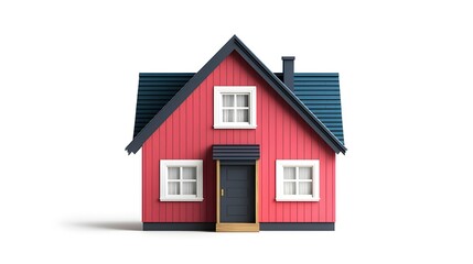 Colorful Modern House with Blue Roof and Red Walls