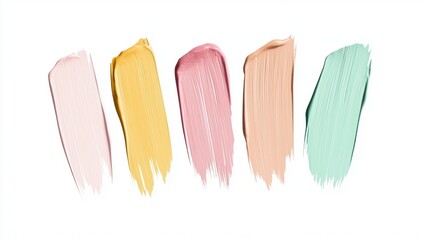 Colorful hand-drawn brush strokes on white background for art