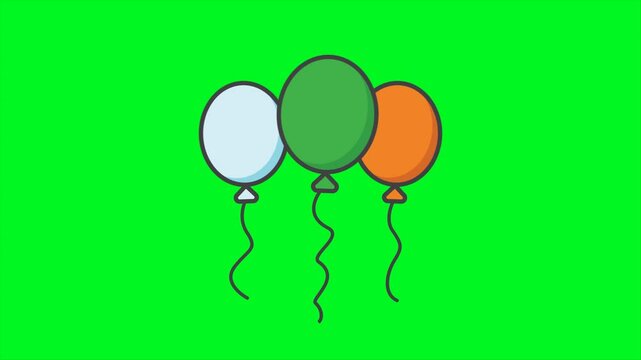 St Patrick's Baloon Icon Animation On Green Screen. Ready for chroma key. 4k Animation