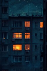 Naklejka premium Night Lights in Apartment Building