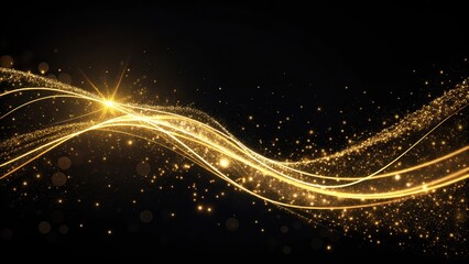 Obraz premium Golden Stardust Waves A Sparkling Abstract Design for Celebration
