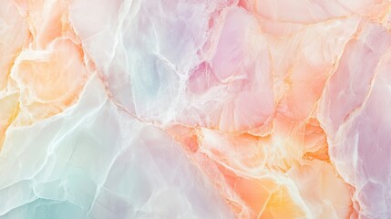 Fototapeta premium Pastel Onyx Marble Texture - Swirling Light Pink, Orange, and Mint Green Veins
