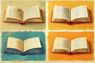 Obraz premium Artistic representation of open books colorful background digital illustration creative environment conceptual viewpoint