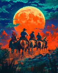 Cowboys at Sunset