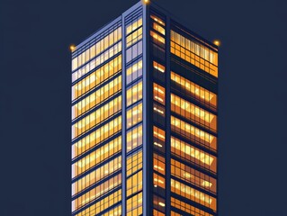 Fototapeta premium Illuminated Modern Skyscraper at Night
