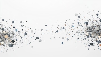 Fototapeta premium Abstract representation of scattered cubes creating a dynamic visual effect.