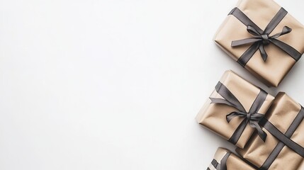 Wrapped Gifts with Ribbons on a Bright Surface for Creative Holiday Displays